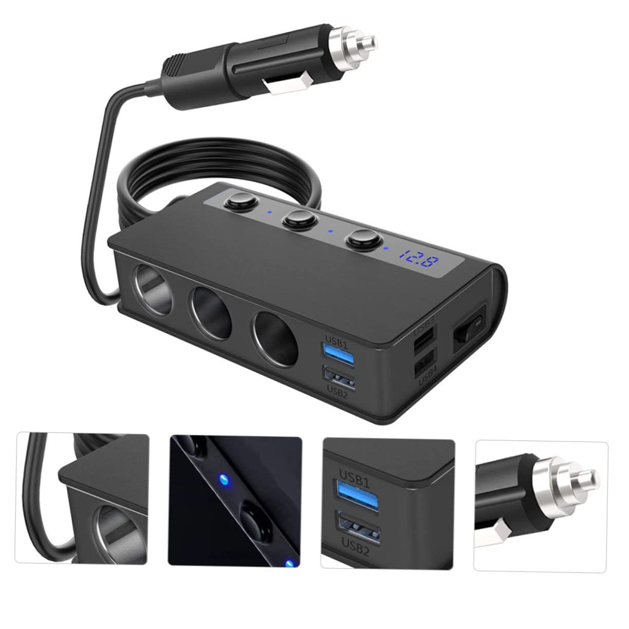 GALPADA Cargador de Coche con USB y Salidas de Adaptador para Accesorios de Vehículo Compatible con GPS Dvr