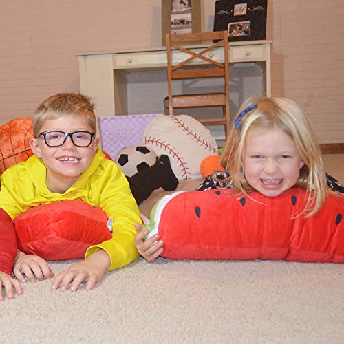 Watermelon Pillow Fluffy Watermelon Plush Soft Stuffed Watermelon Slice Pillow Durable Watermelon Throw Pillows Cushion Companion Plushy Watermelon Toys Gift For Kids Children Girls Boy 21" #TOP3
