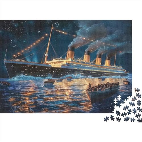 Ilustración de Rescate Nocturno del Titanic Puzzle 1000 Piezas para Adultos Difícil Puzzle Difícil Más Vendido Entrenamiento Mental Cartón Grueso 38x26cm/1000pcs