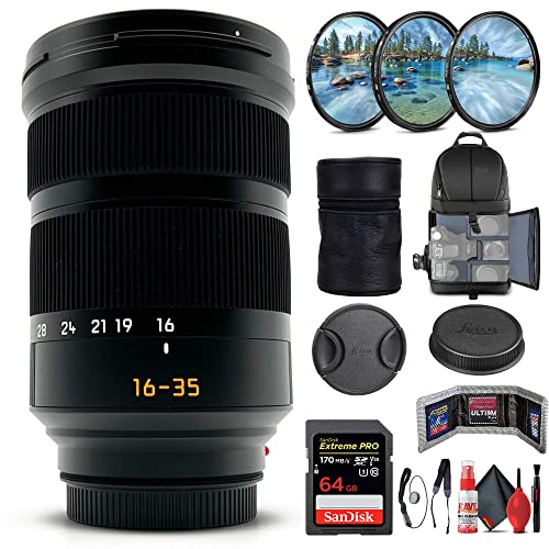 Leica Super Vario-Elmar-SL 16-35mm f/3.5-4.5 ASPHレンズ (11177) 64GB Extreme Pro SDカード + デラックスパッド入りバックパック + 82mm 3ピースフィルターキット + メモリ