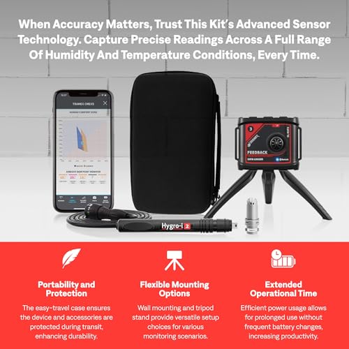 Image of Tramex Feedback Datalogger Starter Kit FBSK5.1 | Feedback Datalogger DL-RHTX & RH Probe with Case | Measure & Log Ambient & in-situ Relative Humidity & Temperature Conditions in Buildings & Concrete