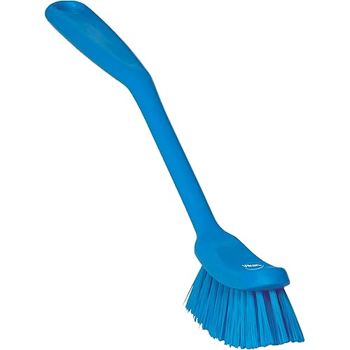 Vikan 42873 Brush,Dish,Narrow Hand,Medium,11" x 1",Blue