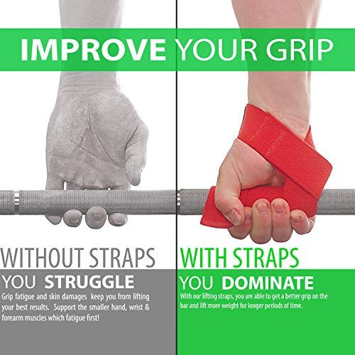 Image of WARM BODY COLD MIND Lasso Lifting Wrist Straps for Cross Training - Rated at 770 lb - Hand Wraps for Olympic Weightlifting, Powerlifting, Weight Lifting, Bodybuilding Strength Deadlift Gym Bar, Cotton