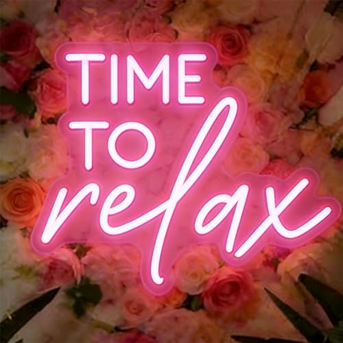 Image of Time To Relax Led Dimmable Neon Lights Sign for Home Bathroom Spa Beauty Cosmetic Salon Wall Decor,Spa Day Gifts for Women,Spa Products Aesthetic Center Salon Door Decorative Acessories