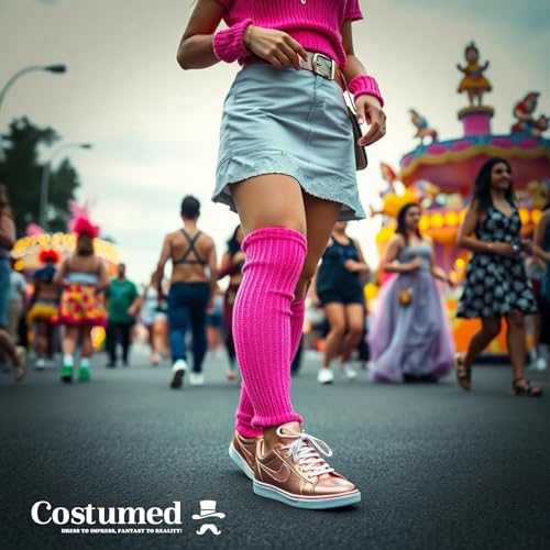 Stulpen pink Strümpfe Neon - 80er 90er Outfit Fasching & Karneval - Accessoire Kostüm zu Retro neon