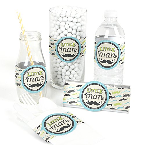 Dashing Little Man Mustache Party - DIY Party Supplies - Baby Shower or Birthday Party DIY Wrapper Favors & Decorations - Set of 15