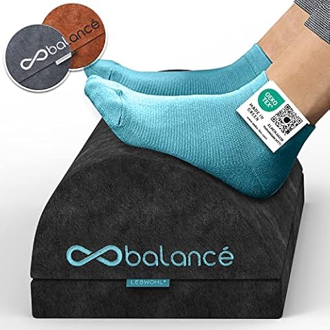 LEBWOHL® Fußstütze Schreibtisch [ZERTIFIZIERT] Höhenverstellbare Fußablage für Büro/Homeoffice [ERGONOMISCH] | Fußkissen Footrest Fußhocker Fußbank | Gegen Rückenschmerzen & Knieschmerzen | Schwarz Cover
