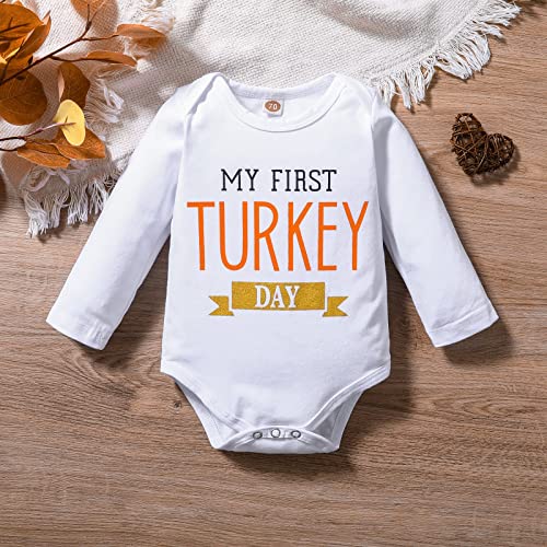 My First Thanksgiving Baby Boy Outfits Thanksgiving Newborn Clothes Infant Turkey Romper Pants Hat 3Pcs 0-18 Months4