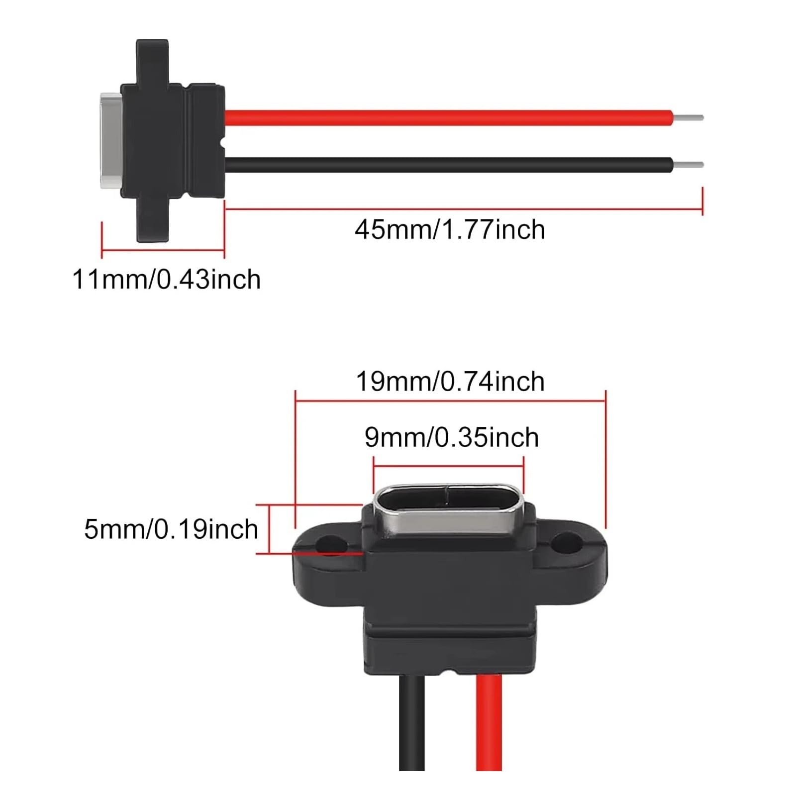 Presa USB C impermeabile a 2 pin, 3 A, porta di saldatura a ricarica rapida (10 pezzi)