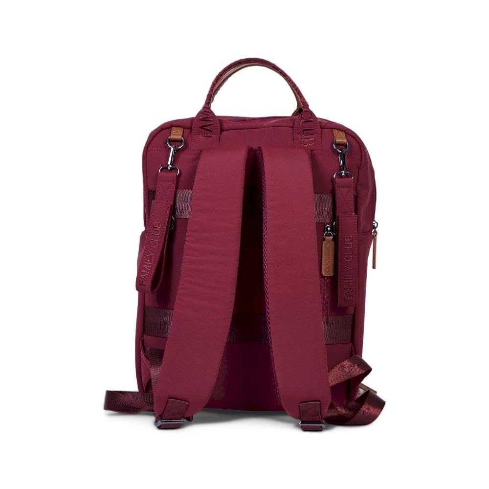 CHILDHOME, Plecak na pieluchy Family Bag, duża pojemność, wielofunkcyjna, mata do przewijania w zestawie, 11 przegródek, izolowane kieszenie, walizka na kółkach, wieszak na wózek, 20,5 l, bordowy