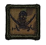 Pirate Jolly Roger 1x1 inch Military Patch / Morale Patch - Multicam
