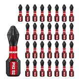 Geinxurn 30Pieces Magnetic #2 Phillips 1 in. Hex Anti-Slip Screwdriver Bits, 1/4 Inch Hex Shank Impact Tough PH2 Cross Screwdriver Bits Set