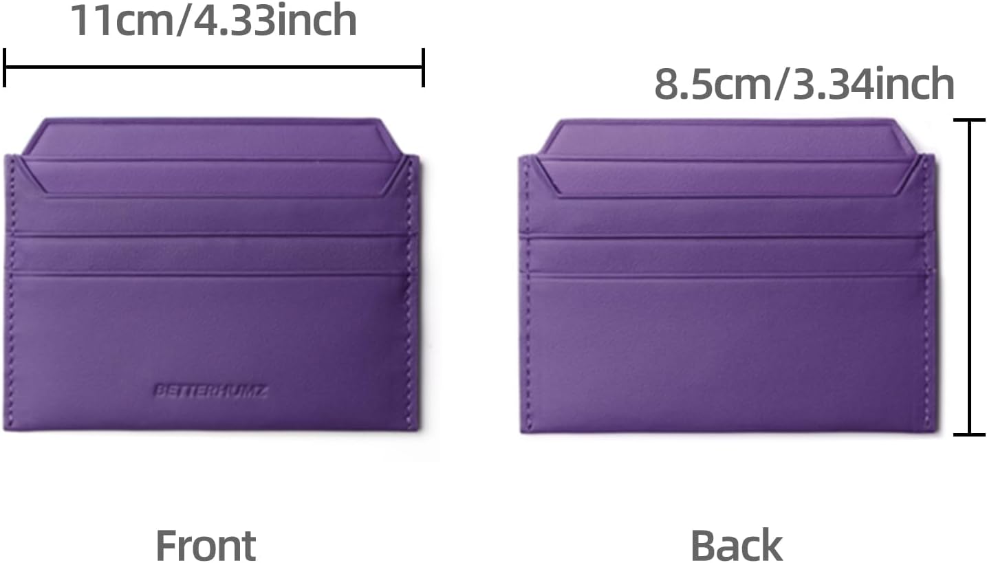 BETTERHUMZ Credit Card Case Nappa Leather Material for Men and Women Card Holder Slim Wallet 8 Slots and 1 Pocket (Purple) - Image 6