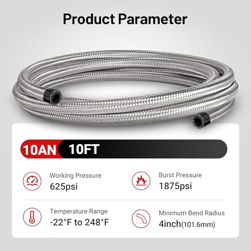 Image of EVIL ENERGY 10AN Fuel Line, AN10 Braided Fuel Hose Nylon CPE 10FT Sliver