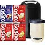 EasiYo Kit Iniziale con Yogurtiera Nera da 1kg | Include 4 Buste: Vaniglia, Limone, Banana...