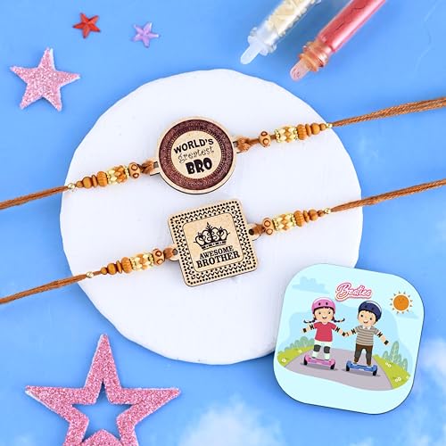 Image of CraftVatika Chocolates With Rakhi Gift Combo For Brother Boy Kids Rakhi Set of 2 For Kids Boys Rakhi Chocolates Gift, Aweasome Brother Rakhi Rakhi With Gift Hamper (Type-1),120 G