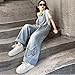 Girls Baggy Denim Overalls Distressed Sleeveless Wide Leg Adjustable Cargo Jeans Bib Overall Teens Fashion School Jumpsuit