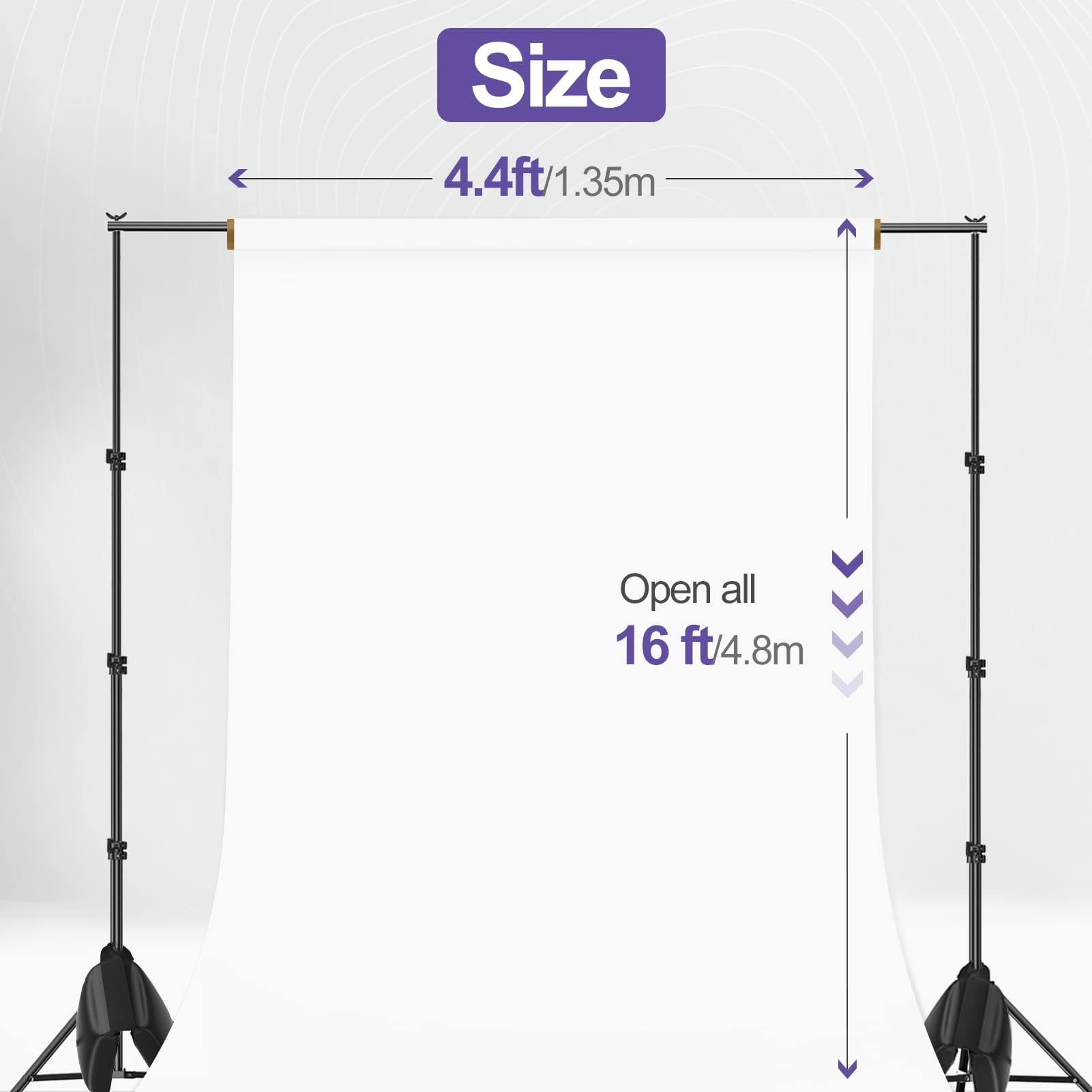 EMART Matowe bezszwowe tło fotograficzne, 1,35 m x 4,8 m, białe tło fotograficzne do sesji zdjęciowej, jedzenia, fotografii produktów, portretu, kompatybilny ze stojakiem na tło