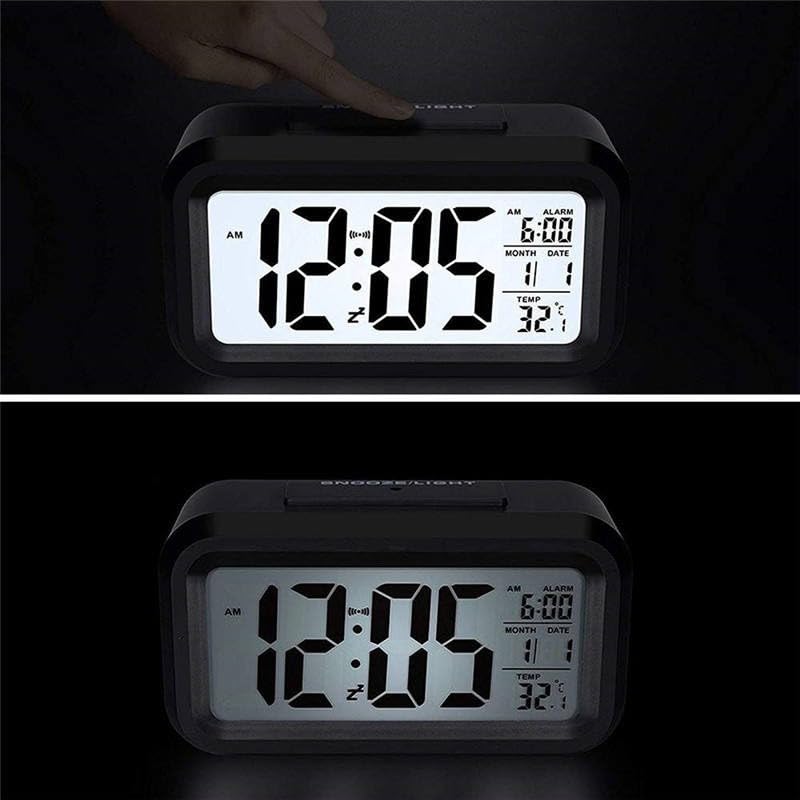xyno Electric Digital Alarm Clock – Large LED Screen Desk Clock with Time, Date & Calendar Display, Electronic Desktop Clock for Home, Office, Bedroom & Kids 1
