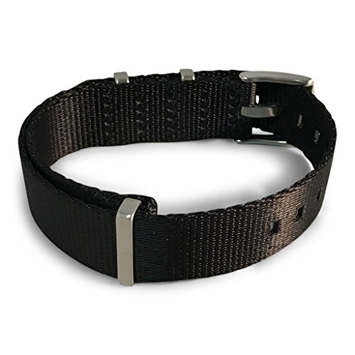 Blushark - Alphashark Luxury Seat Belt Nylon Watch Strap - Stainless Steel Buckle Multiple Sizes Style Replacement Band Straps For Men’s, Waterproof One-Piece 20Mm Black #TOP1