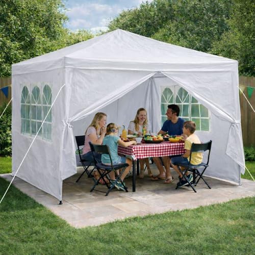 Neo 3X3M Light Weight Event Gazebo 4 Side Panels Outdoor Waterproof Garden Party Tent Marquee Canopy Shelter Coated Steel Frame (White)