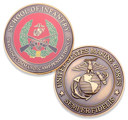 USMC School of Infantry Camp Pendleton Challenge Coin - Marine Corps SOI Military Coins - Designed by Marines for Marines - Officially Licensed