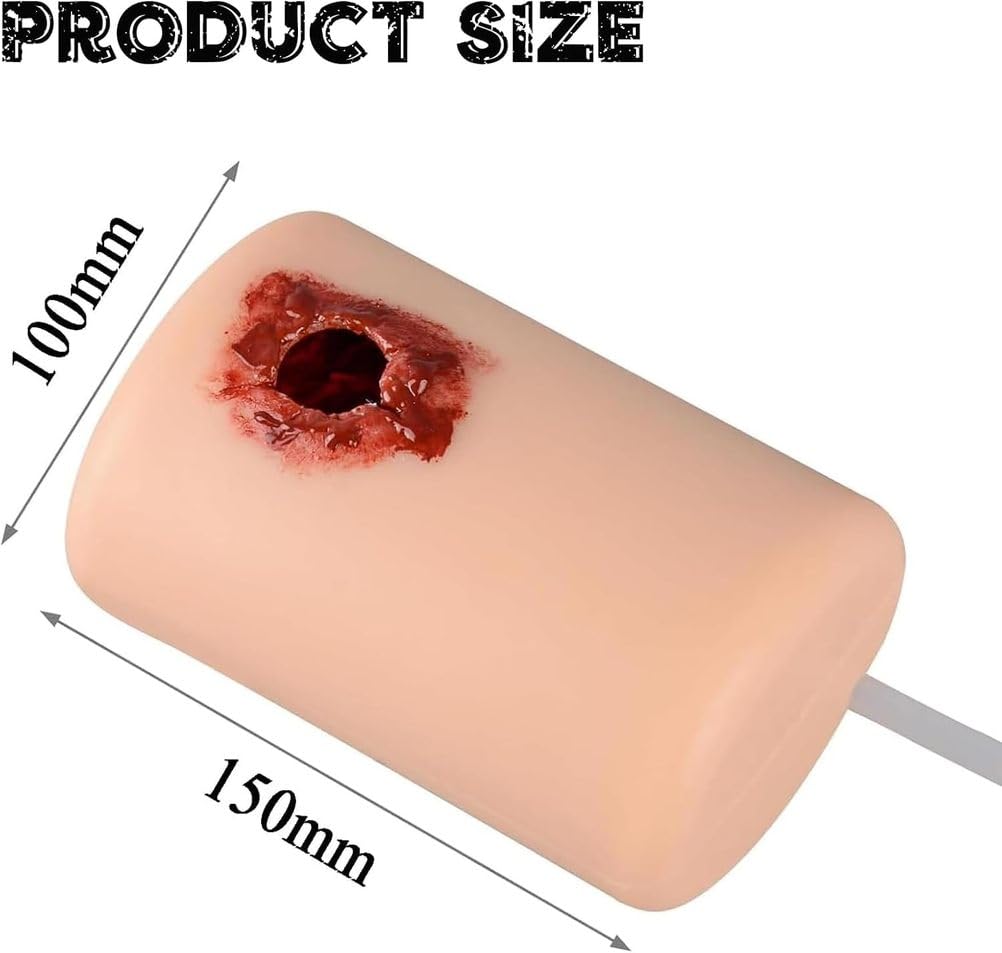 Entrenador de hemostasia Herida Modelo de hemostasia Kit de Entrenamiento de torniquete Ejercicios para Coser Material de Silicona sangrante Herida de Bala Altamente simulada en el Muslo