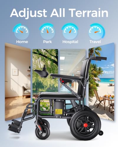 Image of Electric Wheelchairs for Adults, Lightweight Electric Wheelchair, Foldable Travel Motorized Wheelchairs for Seniors, Folding Portable Mobility Scooter, Compact Fold Power Wheelchair