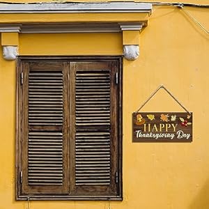 Maple Leaf Fall Happy Thanksgiving Day Hanging Sign Wooden Home Decor Plaque Outdoor Indoor Wood hanging Sign for Thanksgiving Autumn Harvest Wooden Front Door Sign Wall Porch Farmhouse Decor 35