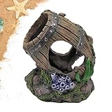 Piel de camarón para acuario, refugio de cueva Betta, decoración de acuario, cueva de pecera, cueva de resina de camarón, barril de vino, paisaje de escondite de peces, decoraciones de peceras