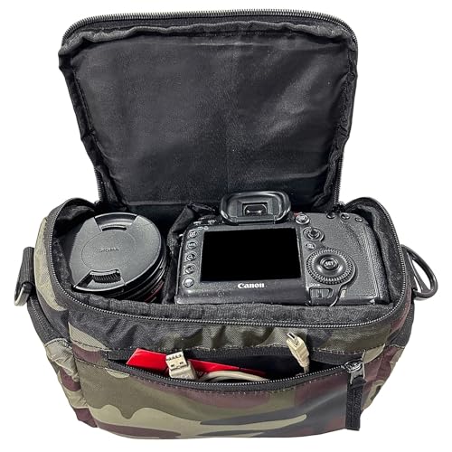 Image of Compact Captura Pro 0297 Camera Bag for DSLR & Mirrorless - Fits Nikon, Canon, Sony - Camera Bag for Travel - Shockproof Sling Case for Lens - Water-Resistant (Army Print)