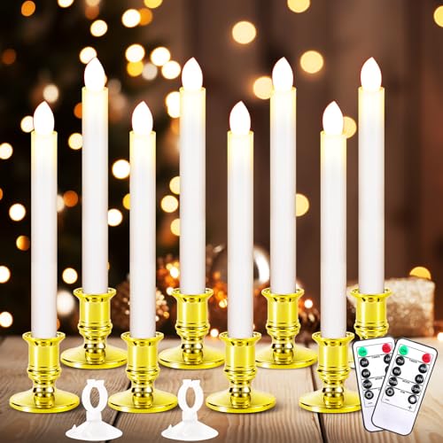 Velas LED de Navidad para ventana con mando y ventosas paquete de 8
