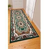 【定番商品ロングセラー】ウィルトン織ヨーロピアン廊下敷き レッドorグリーン 廊下敷きカーペット キッチンマット ６０cm幅 ８０cm幅サイズ展開有 (240㎝, 80㎝幅グリーン)