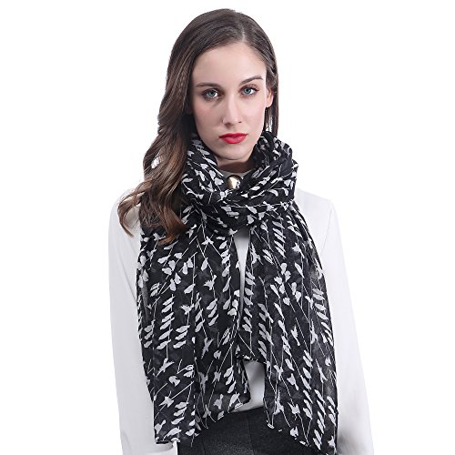 Bird Print Women's Scarf Shawl Wrap Lightweight