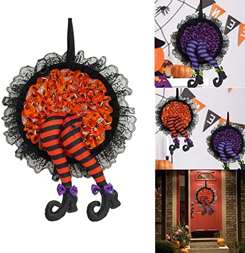 Tothoate リース クリスマス飾り エルフレッグ ドアリース 特別なデザイン かわいい デコレーション 装飾 クリスマス飾り 窓の装飾 ドア吊りリース ドア 玄関飾り 撮影用品 贈り物 部屋 手作り パープル オレンジ Cafe Du Jardin Com