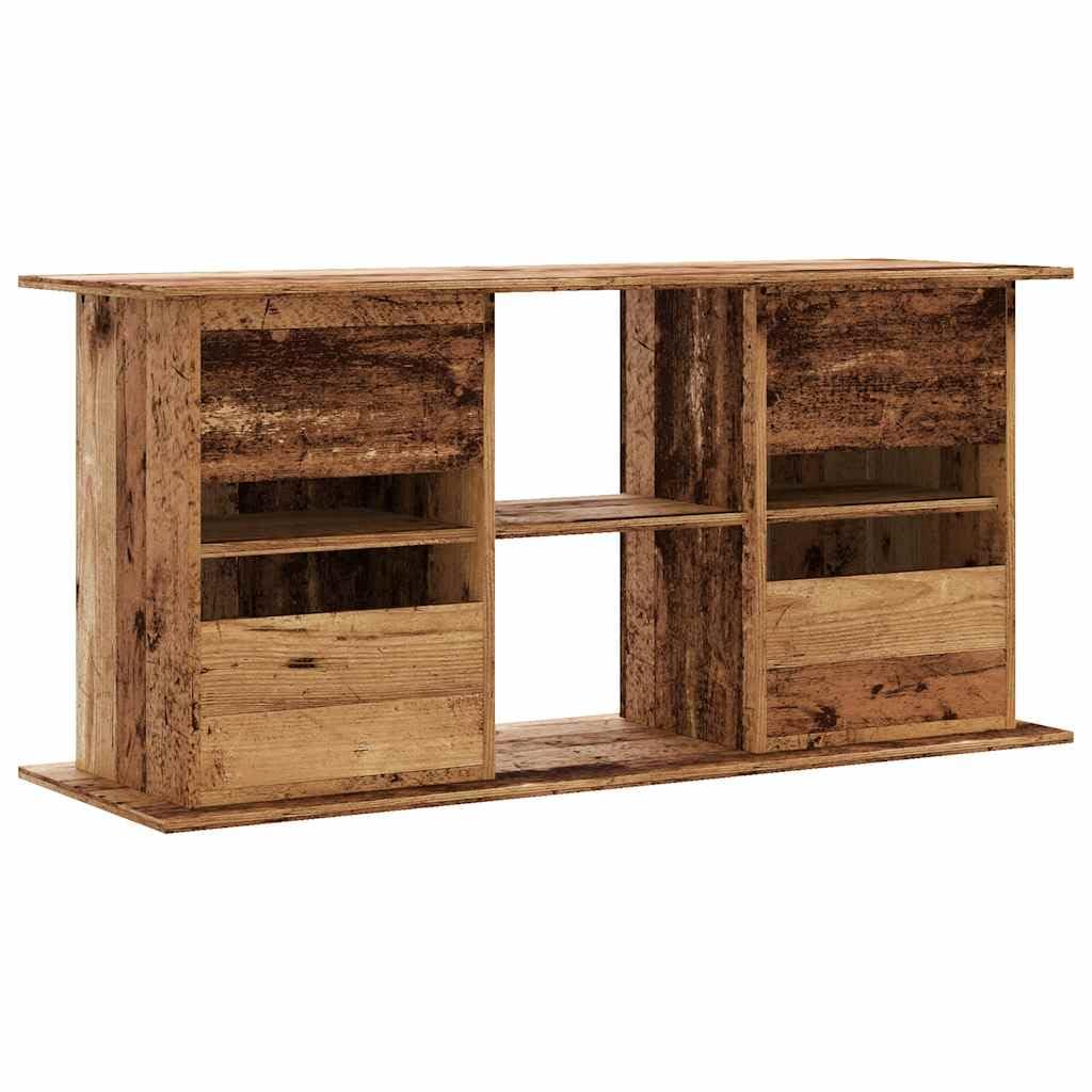 Stojak do akwarium o wyglądzie starego drewna, materiał drewnopochodny, 121 x 41 x 58 cm, z miejscem do przechowywania i półkami, stabilna szafka pod akcesoria do akwarium, zajmuje mało