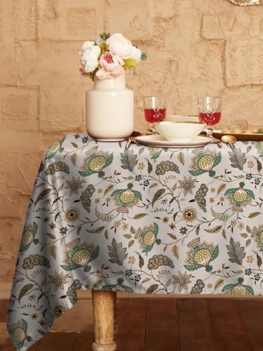 Image of Casableu Kasbah Off White Cloth for 6 Seater Dining Table | 52x72 Inch Rectangular Table Cover | Dust-Proof, Washable Fabric | Decorative Dining Table Cover for Home