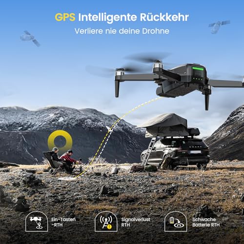 DEERC EIS 4K Kamera Drohne mit 2 Achsen Gimbal für Erwachsene, D65 RC Drohnen unter 249g, GPS Follow Me, 26 Min. Lange Flugzeit, 5G Bildübertragung, Smart Rückkehr, profi komplettset für Anfänger,C0 – Bild 6