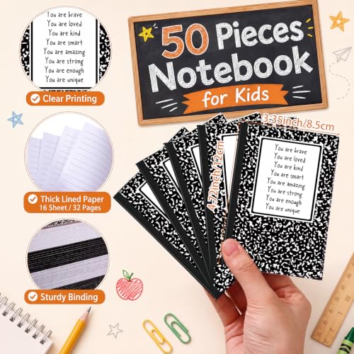 Image of Spakon 50 Pcs Mini Notebooks Bulk Motivational Gifts for Students, Black