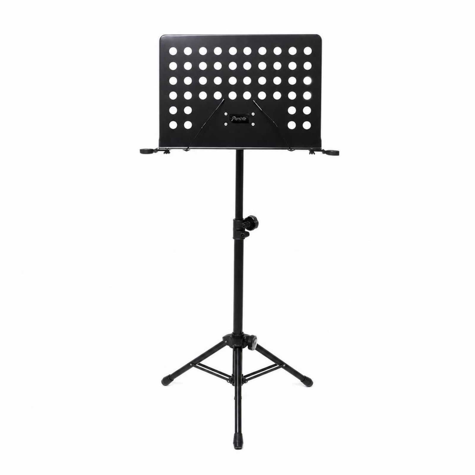 Atril de Partituras Profesional Música Lectura Libros Bandeja Rectangular Perforada Aluminio y Altura Regulable 96 Cm Base de Plegable Apto para Recitales Escuelas Estudio Sala