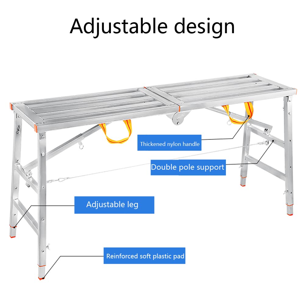 Ponteggio Pieghevole Portatile in Acciaio zincato per ristrutturazioni domestiche, Facile da trasportare e riporre, con Struttura a Rete, Dimensioni 15,75 x 55,12 Pollici.