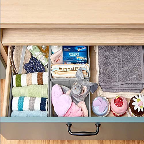Image of Foldable Set of 3 Cloth Storage Box Closet Dresser Drawer Organizer Cube Basket Bins Containers Divider with Drawers for Underwear, Bras, Socks, Ties, Scarves (Set of 3 - Brown)