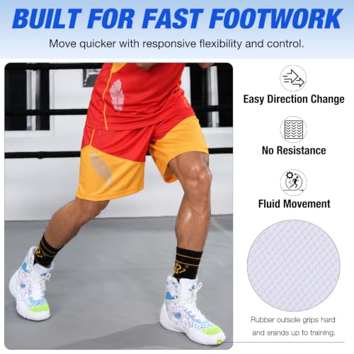 Image of Mens Boxing Shoes High Top Lightweight Breathable Boxing Boots with Ankle Support for Training and Sparring LS198