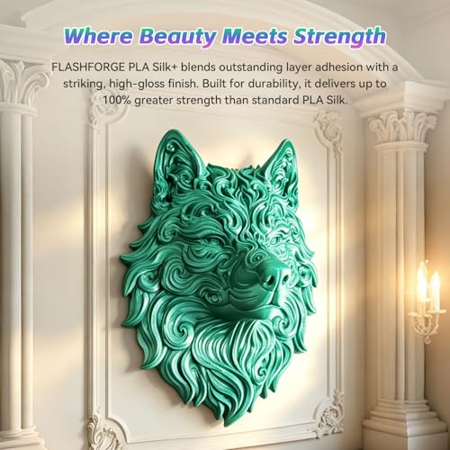 Image of FLASHFORGE Silk+ PLA Filament 1.75mm Light Green, Silky Texture 3D Printing Filament, Enhanced Layer Adhesion with Stunning Surface Finish; Chrome-Like Brilliance and Silk-Smooth Perfection
