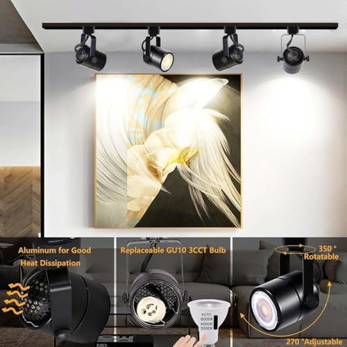 Image of 24-Pack Black GU10 Track Lights,10W 3CCT Dimmable Plug in, 26.2FT Track Included