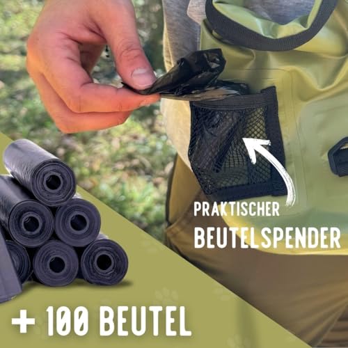 Geruchssicherer Hundekotbeutel - Aufbewahrungsbeutel inkl. 105 Kotbeutel - Gassibeutel - Hundesackerl - Kotbeutel - Hundetüte - Kackbeutel - Kottüte