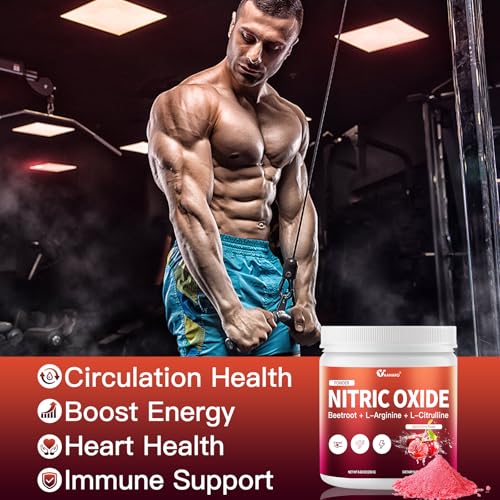 Image of Nitric Oxide Supplement - Beet Root Powder with L-Citrulline & L-Arginine, Nitric Oxide Supplements for Men Women with Beetroot, Supports Energy, Heart Health, Black Cherry Flavor, 35-Day Supply