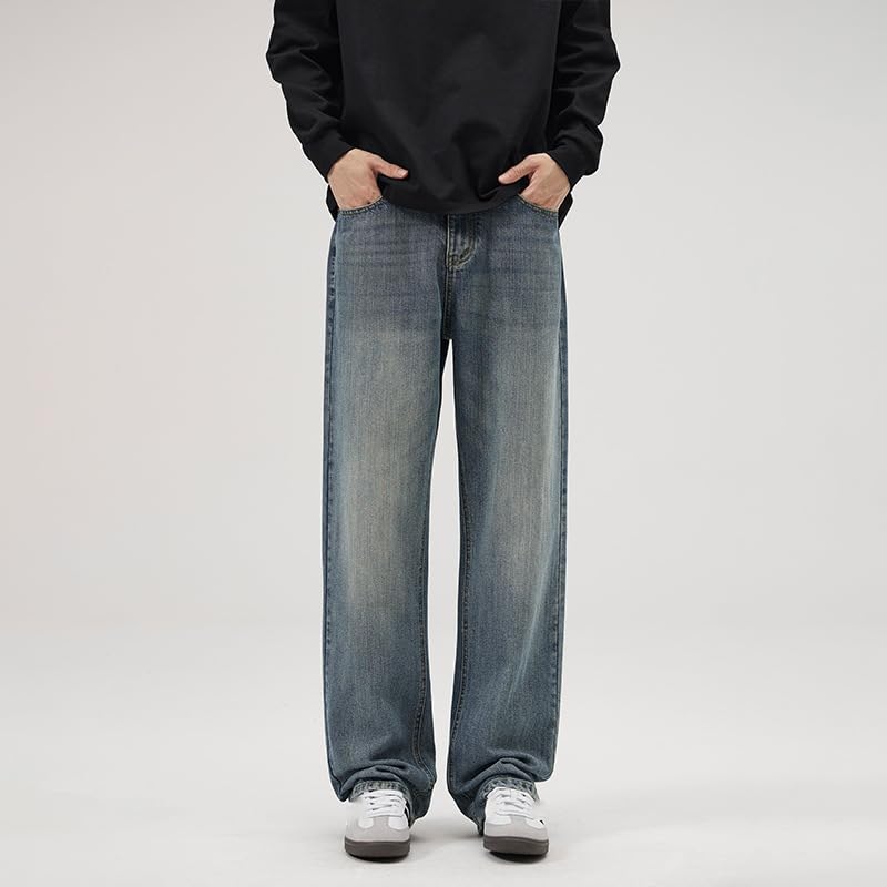 Men's Classic American Jeans Loose Fit Straight Leg Casual Pants2
