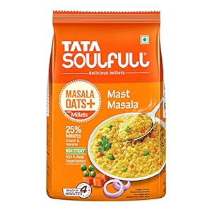 Tata Soulfull Masala Oats+, Tasty Snack with Millets, Mast Masala, 500g