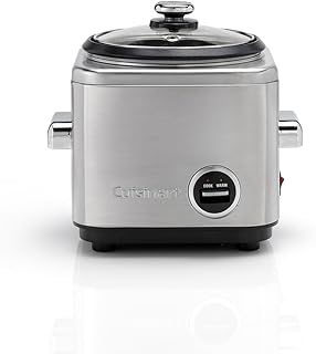 Cuisinart Rice Cooker 400g | Riz et céréales multicuiseur | Vapeur et maintien au chaud | Fil rétractable | acier inoxydable sans BPA | Tasse à mesurer et cuillère à riz | Livre de recettes inclus